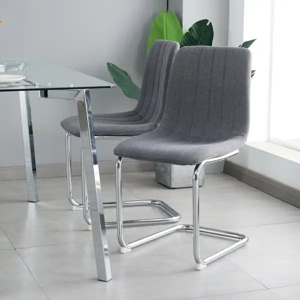 Modern Dark Grey Dining Chairs with Metal Legs (Set of 4) - Home, Bedroom, & Student Desk - Minihomy