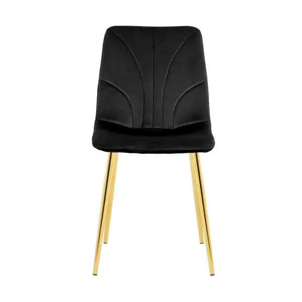 Modern Black Dining Chairs Set of 4, Simple Luxury Home Bedroom Stool with Gold Metal Legs - Minihomy