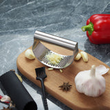 Upgraded Stainless Steel Garlic Press Squeezer - Manual Garlic Ginger Rocker Crusher - Kitchen Gadgets