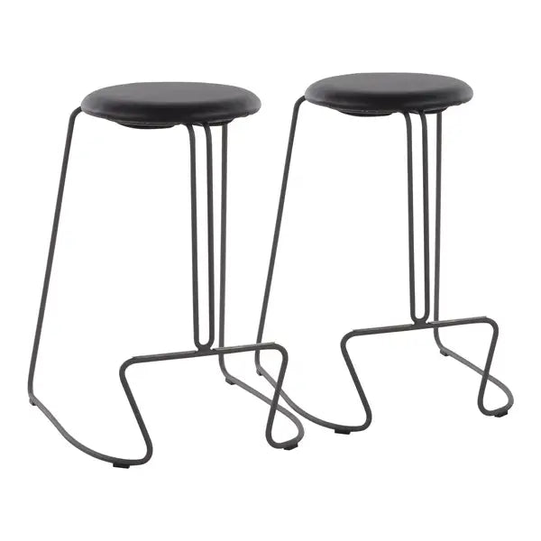 LumiSource Finn Grey Steel & Black Counter Stools (Set of 2)