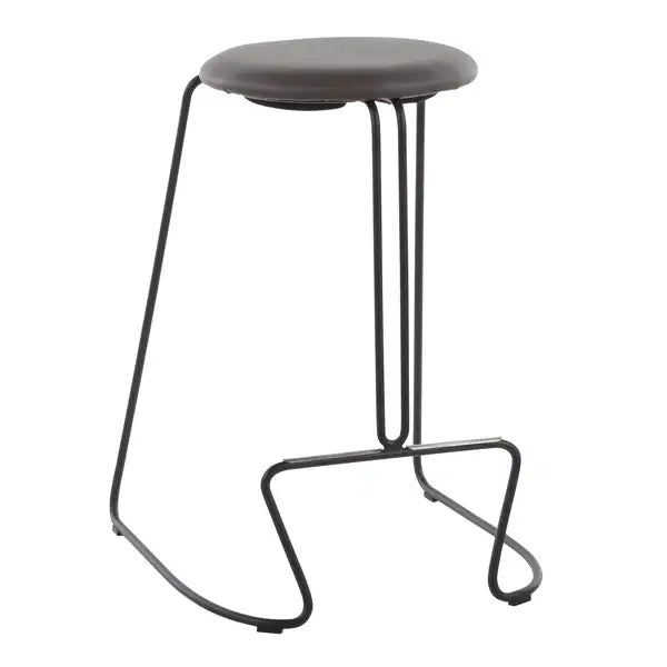 LumiSource Finn Counter Stools - Black Steel & Grey Faux Leather (Set of 2)