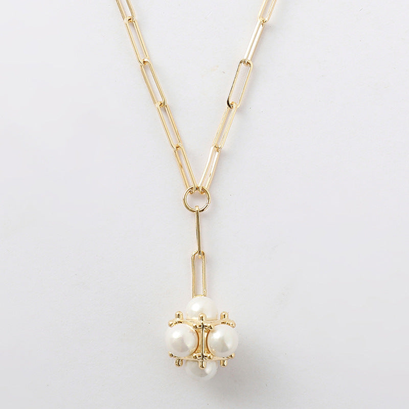 Metal pearl  female trend necklace