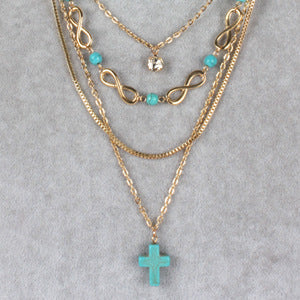 Boho Turquoise Cross Chic Necklace