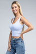 2-Way Neckline Washed Ribbed Cropped Tank Top - Minihomy