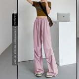 American Straight Pants High Waist Casual Wide Leg Quick-Drying Track Pants