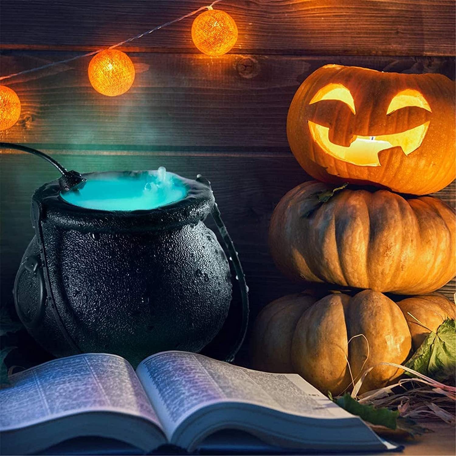 Halloween Pumpkin Smoke Witch Bucket Color Changing Lights - Minihomy