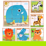 High-grade Six-face Picture Wooden Jigsaw 3D Puzzle Toys Children's Early Educational Toy Cube Jigsaw Puzzle Baby Kids Gifts