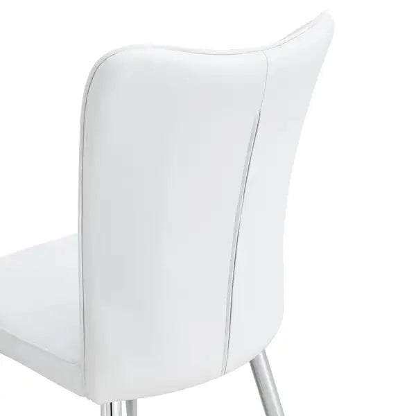 2-Piece Modern Dining Chairs Set - White PU Seat, Silver Metal Legs - Office, Restaurant, Living Room - C-008 - Minihomy