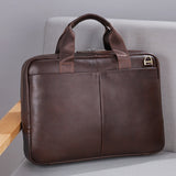 Large Leather Briefcase for Men - Horizontal Cowhide Computer Bag