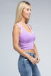 2-Way Neckline Washed Ribbed Cropped Tank Top - Minihomy