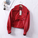 Loose cropped leather jacket motorcycle jacket