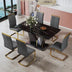 Modern Dining Table Set with Black Marble Glass Top and Comfortable PU Chairs - Minihomy