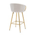 26 Inch Velvet Bar Stools Set of 2, Chrome Base & Footrest, Golden Legs, Cream - Minihomy