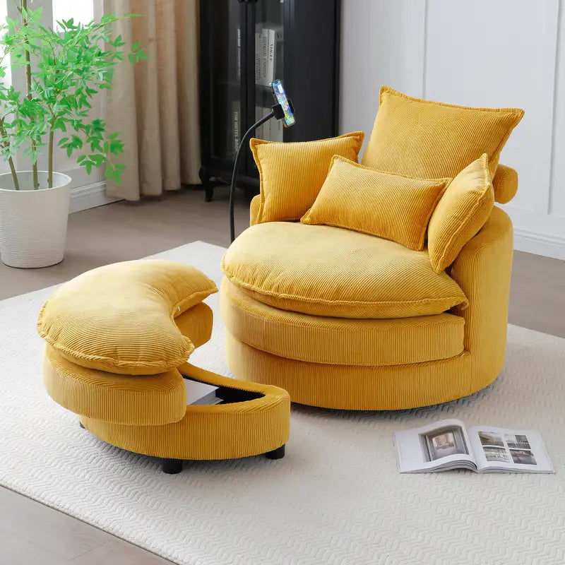 Yellow Swivel Barrel Chair: Modern Accent & Reading Chair