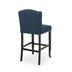 Navy Blue & Dark Brown Tufted Wingback Counter Stools (Set of 2) - 31 Inch Vienna Contemporary Fabric - Minihomy