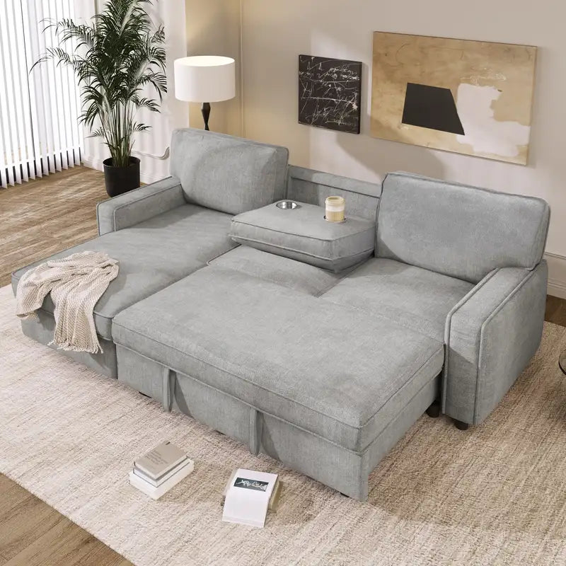 U-Style Sleeper Sectional Sofa with Storage & USB - WY000335AAE