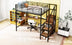 Full Size Metal Loft Bed with Desk, Storage Ladder & Wardrobe - Black - Minihomy