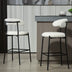 26" Counter Height Bar Stools with Teddy Fabric Cover - Black Base & Footrest (Snow) - Minihomy