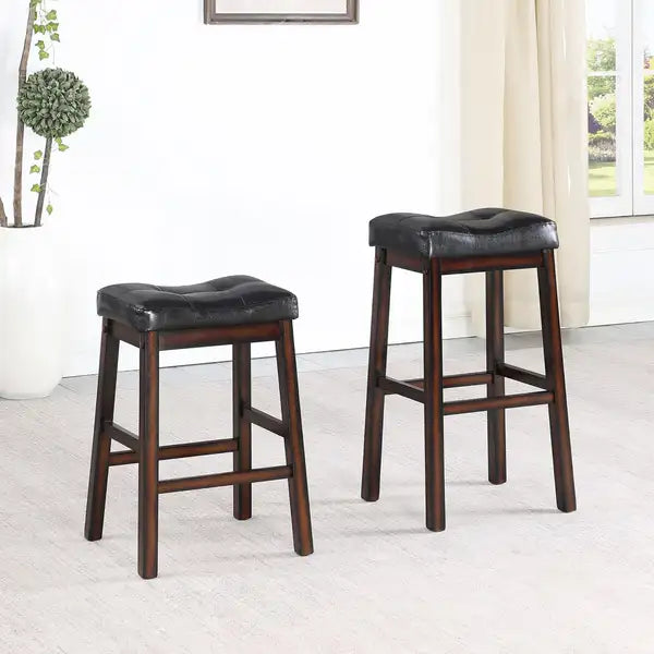 Black & Cappuccino Counter Height Stools (Set of 2)