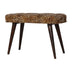 Leopard Print Tufted Button Upholstered Bench - Minihomy