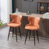 Modern Bar Stools, Set of 2, Swivel, Orange Leatherette, Gold Nailhead Trim - Minihomy