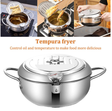 Stainless Steel Telescopic Folding Basket - Frying Basket with Thermometer