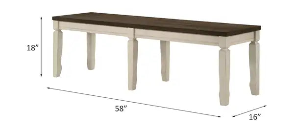 ACME Fedele Bench, Weathered Oak & Cream Finish 77193 - Minihomy