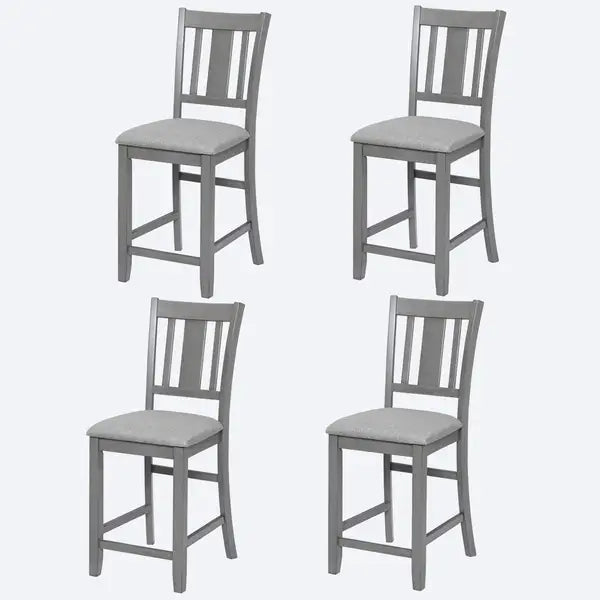 Set of 4 Counter Height Dining Chairs, Upholstered Kitchen Chairs with Padded Seat, Gray - Living Room & Dining Room