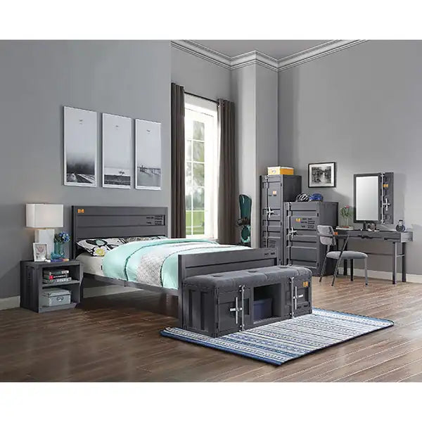 Gunmetal Twin Platform Bed Frame - Modern & Sleek Design - Minihomy