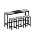 Modern Kitchen Dining Table Set with 3 Hanging Stools, Grey & Black - Minihomy