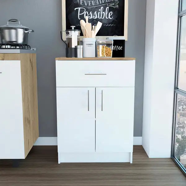 Oxford Pantry Cabinet: 1 Drawer, Double Door, 2 Shelves