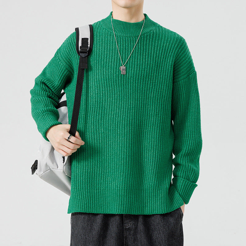 Half High-Necked Sweater for Men's Casual Knitwear Outerwear