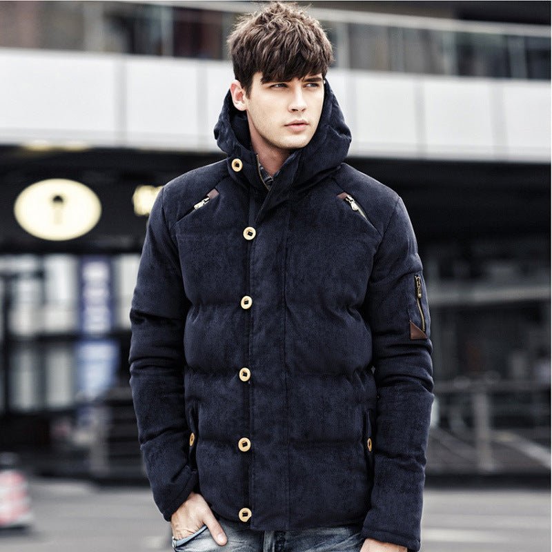 Cotton Padded Windproof Thick Warm Soft Clothing Hooded Male Parkas