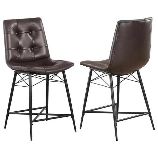 Brown Tufted Counter Height Stools (Set of 2)