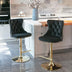 Black Velvet Bar Stools with Backs - Adjustable Height, Set of 2 - Modern Kitchen & Pub Barstools - Minihomy