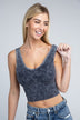 2-Way Neckline Washed Ribbed Cropped Tank Top - Minihomy