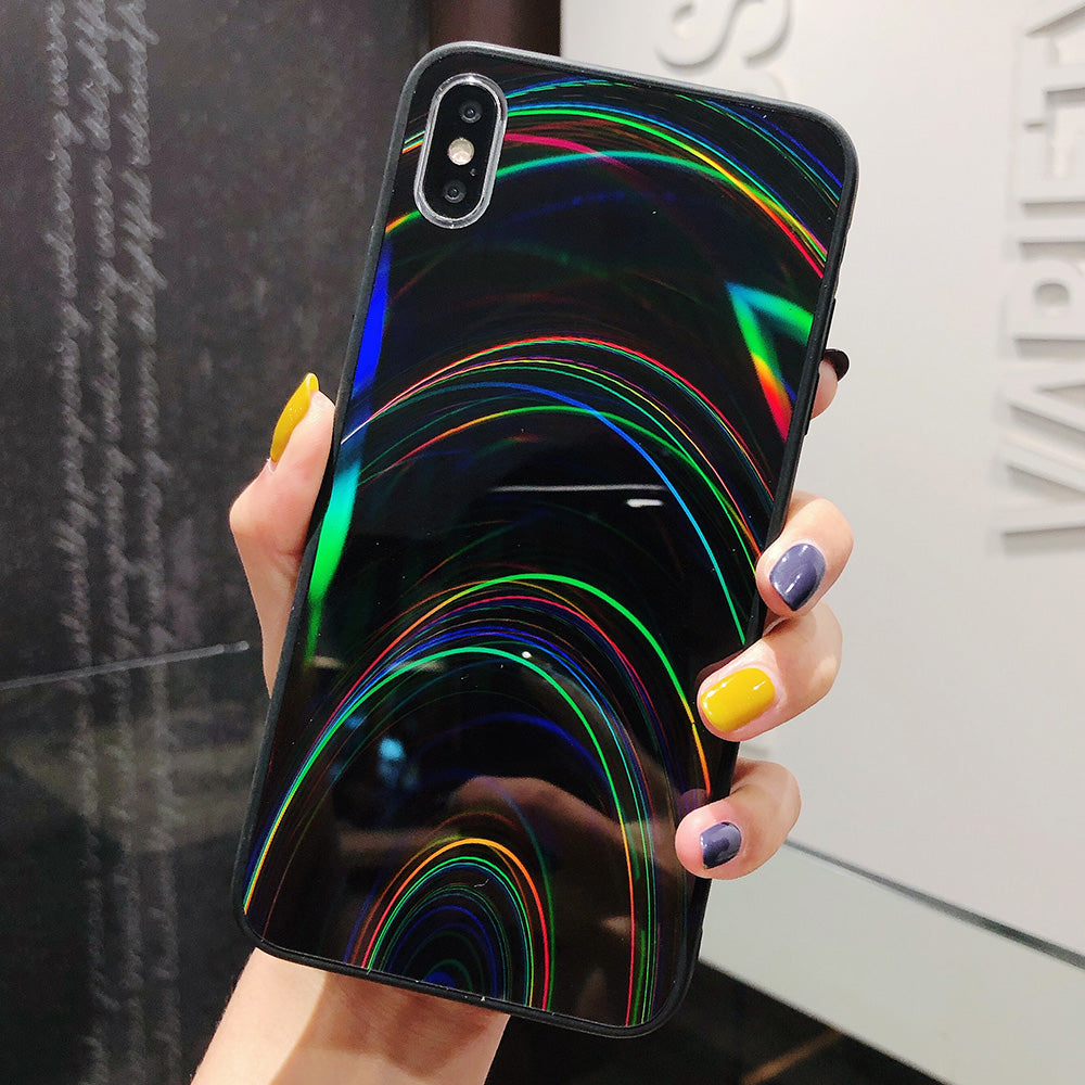 3D Rainbow Glitter Gradient Back Cover Phone Case
