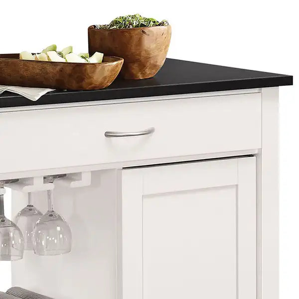 Black & White Kitchen Storage Cart - 1 Cabinet