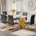 Gold Metal Dining Table & Chair Set - Rock Plate Top, Modern Simple Design, Comfortable Seating - Minihomy