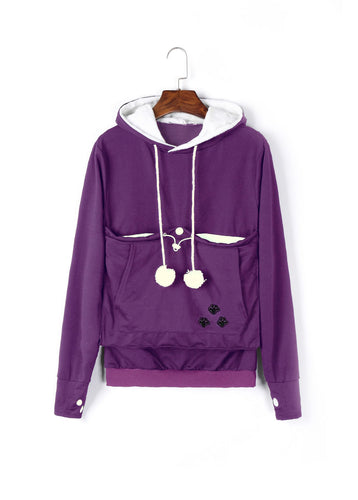 Cute Hoodies Pullover Sweatshirts With Pet Pocket For Cat Clothes Winter Women