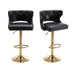 Black Leather Bar Stools with Back & Footrest - Counter Height Dining Chairs (Set of 2) - Minihomy