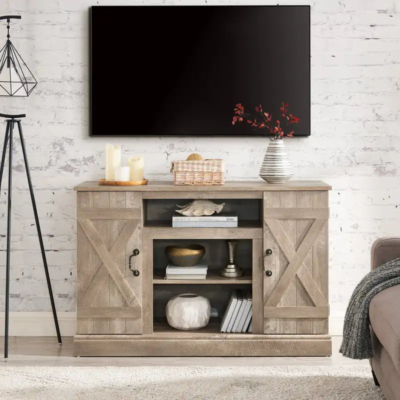 Farmhouse TV Stand, 50" TV Console, Antique Media Cabinet with Storage, 47"W