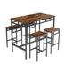 5 Piece Industrial Bar Table Set with High Stools - Rustic Brown, 43.31'' L x 23.62'' W x 35.43'' H - Minihomy