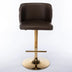 Brown Swivel Barstools Set of 2 - Adjustable Height, Tufted Back, Modern PU Upholstery for Kitchen Island & Pub - Minihomy