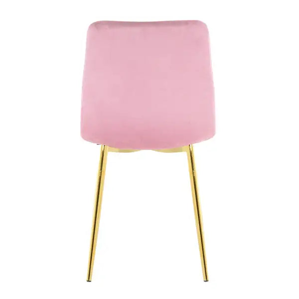 Modern Pink Dining Chairs Set of 4, Light Luxury Home Bedroom Stool with Gold Metal Legs - Minihomy