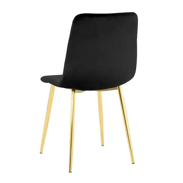 Modern Black Dining Chairs Set of 4, Simple Luxury Home Bedroom Stool with Gold Metal Legs - Minihomy