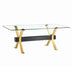 Modern Glass Dining Table with Gold Legs - 71"x35.4"x30" - Home & Office Desk 1105 - Minihomy