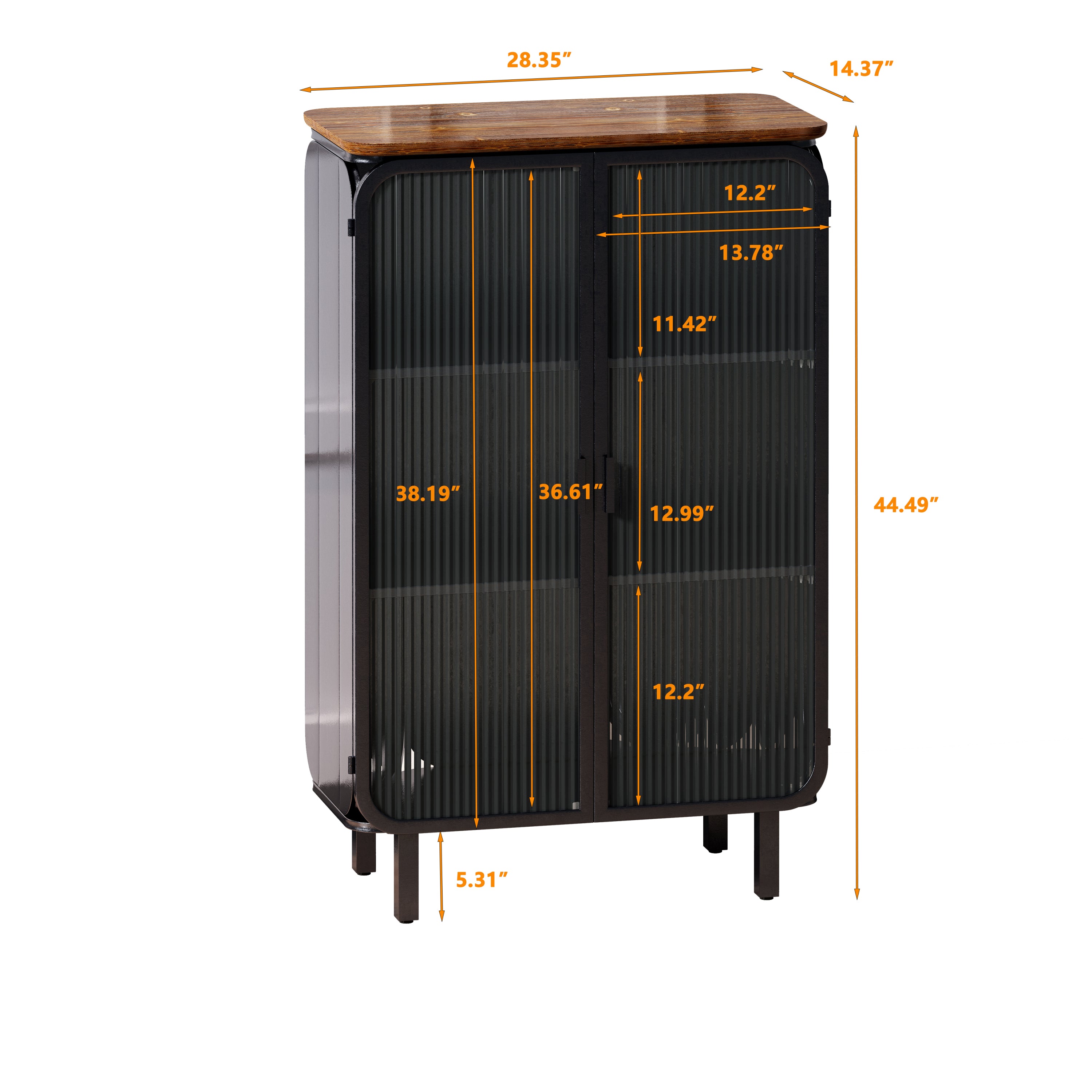 Modern Two-Door Glass Cabinet with 3-Tier Storage - Entryway, Living Room, Home Office, Dining Room