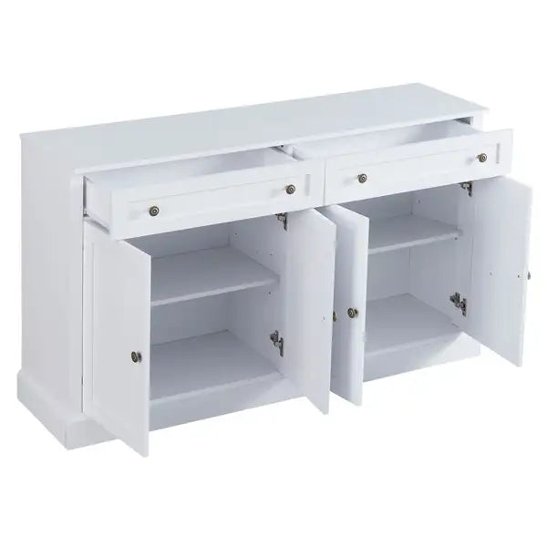 Kitchen Sideboard Buffet Cabinet with 2 Drawers & 4 Doors - White Storage for Dining Room, Living Room - Minihomy