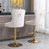 Beige Velvet Bar Stools with Backs, Adjustable Height, Set of 2, Modern Kitchen Island Seating - Minihomy